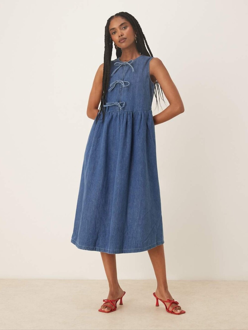 Tie Front Denim Dress